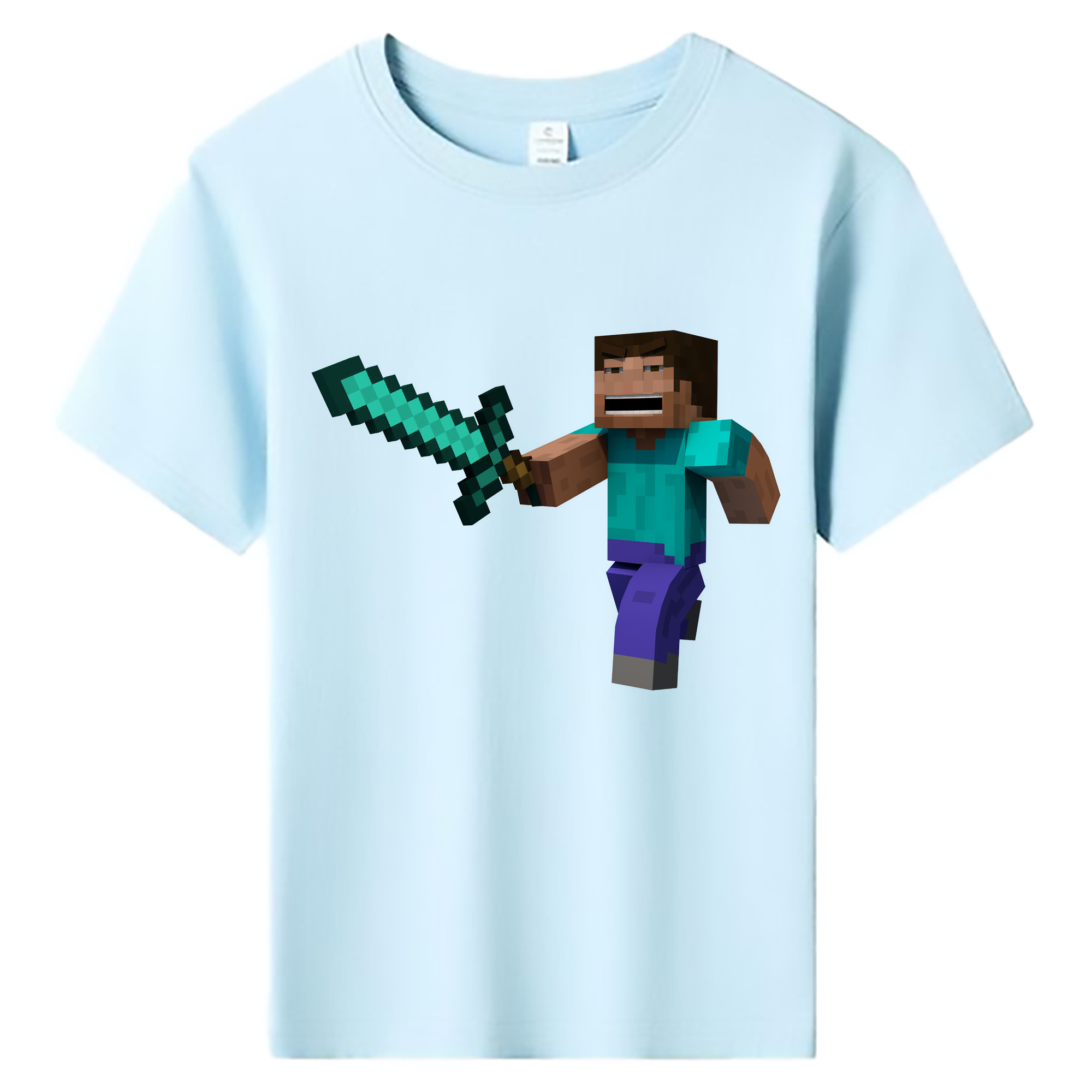 （画像用） マインクラフト ブロックの世界 Minecraft MC Block world 綿100％キッズTシャツ（フロントプリント）
